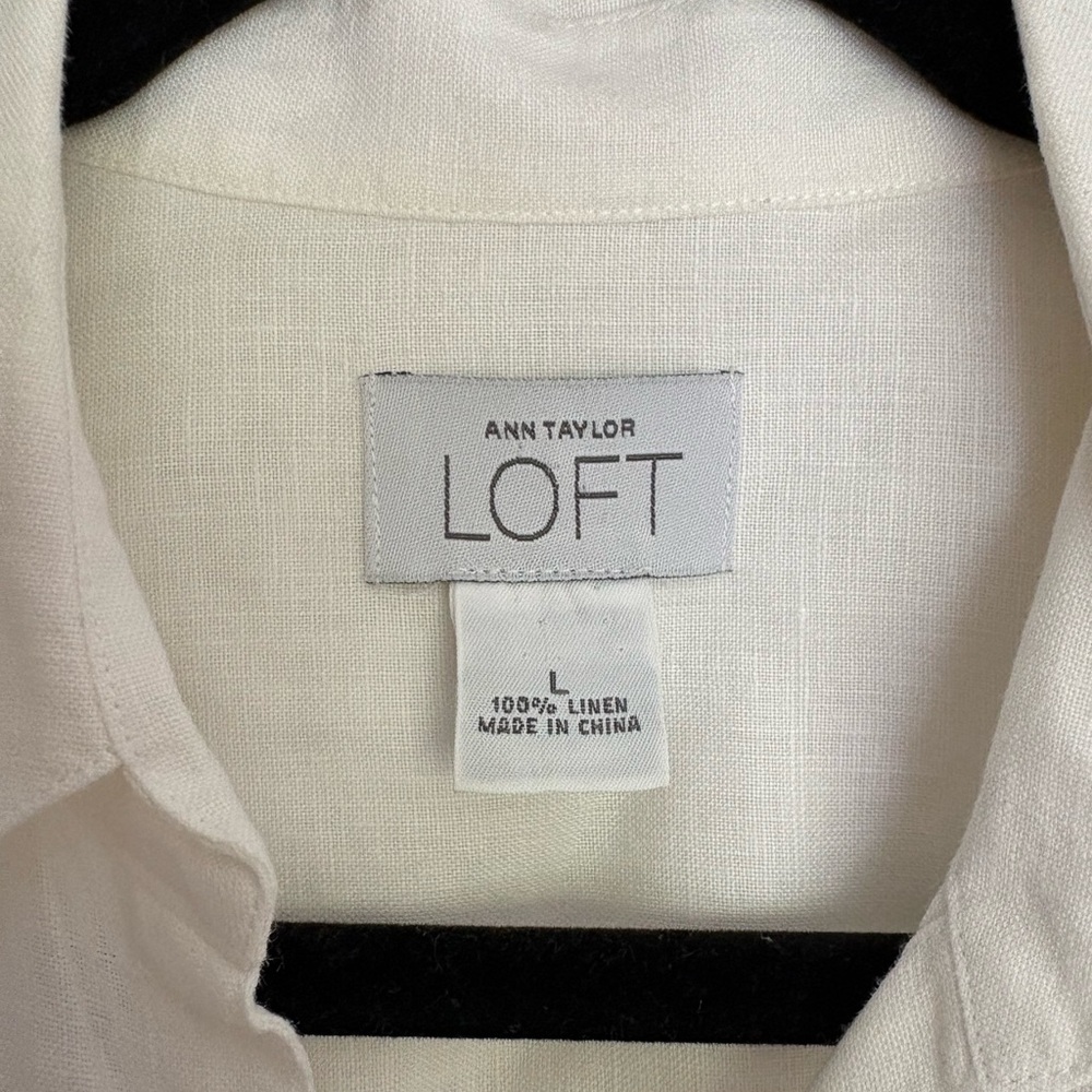 Ann Taylor LOFT White 100% Linen Shirt